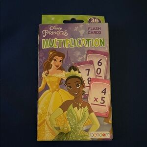 Disney Princess Multiplication Flash Cards - Yellow and Green
